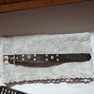 Studded Black Leather Belt
